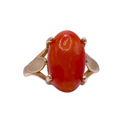 Cabochon Cut Fire Opal Yellow Gold Ring