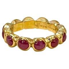 25 Pointer Each 3 Ct Natural Ruby Cabochon Anniversary Eternity Band/Ring 18KYG