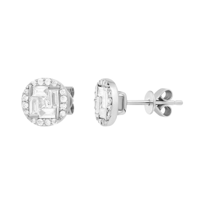 Fashion Every Day White Diamond White Gold Stud Earrings for Her For Sale