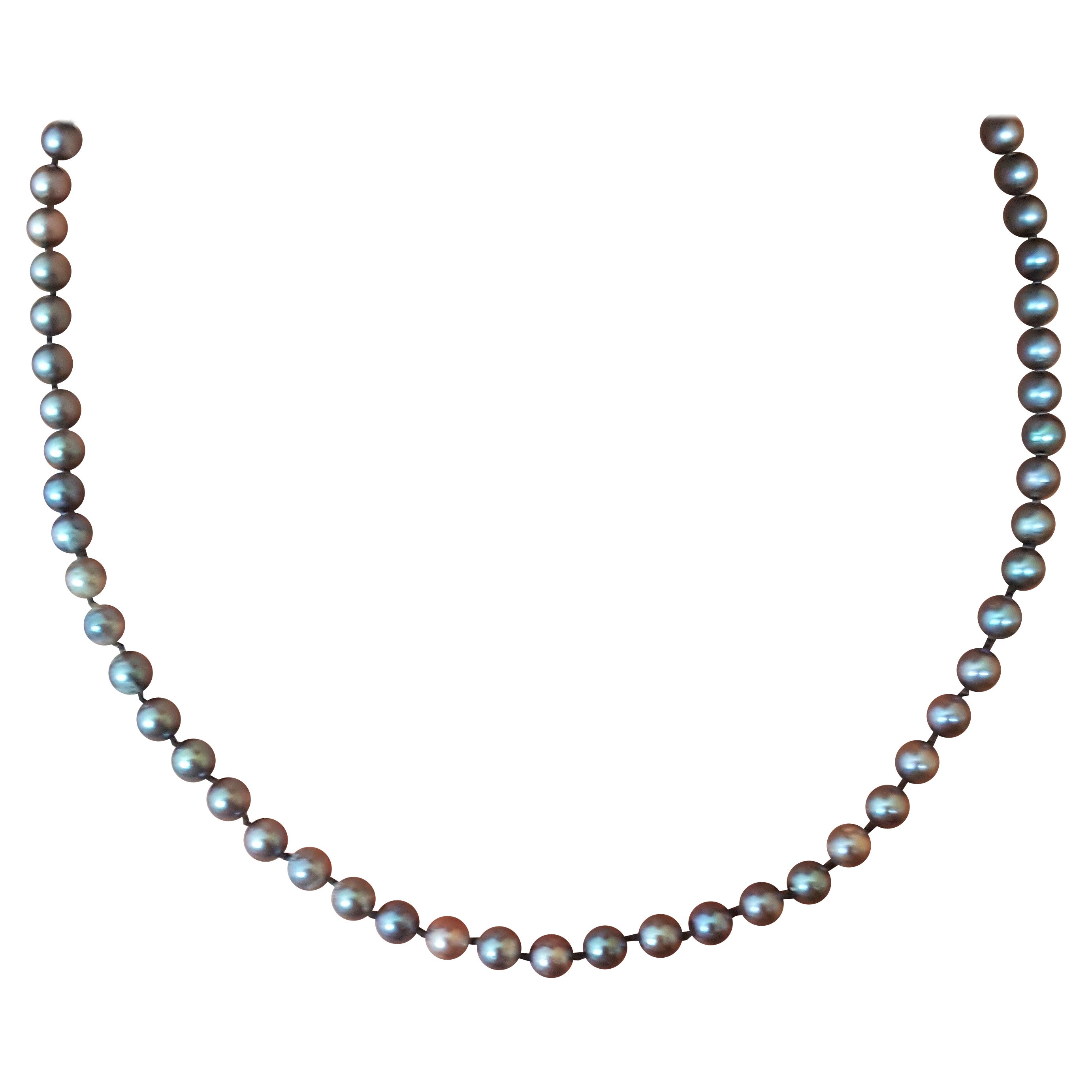 Collier de perles de culture en or blanc 14 carats, argent bleu foncé irradié, 18 carats, état neuf