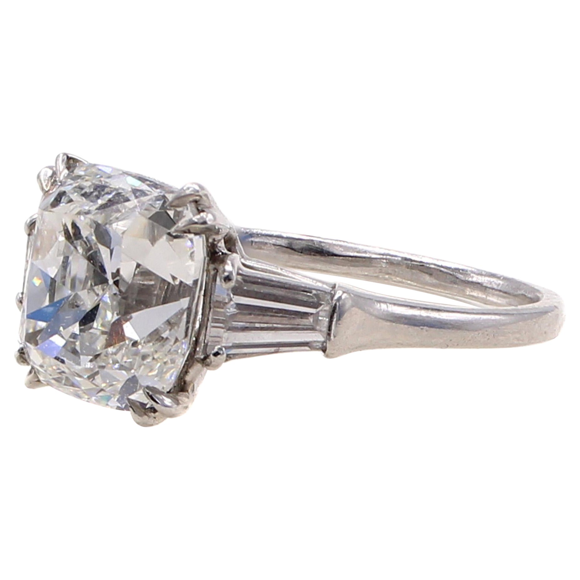 3.11 Carat H VS1 Cushion Brilliant Diamond Platinum Engagement Ring