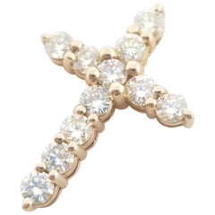 2.15 Carat Rose Gold Diamond Cross Pendant 14 Karat