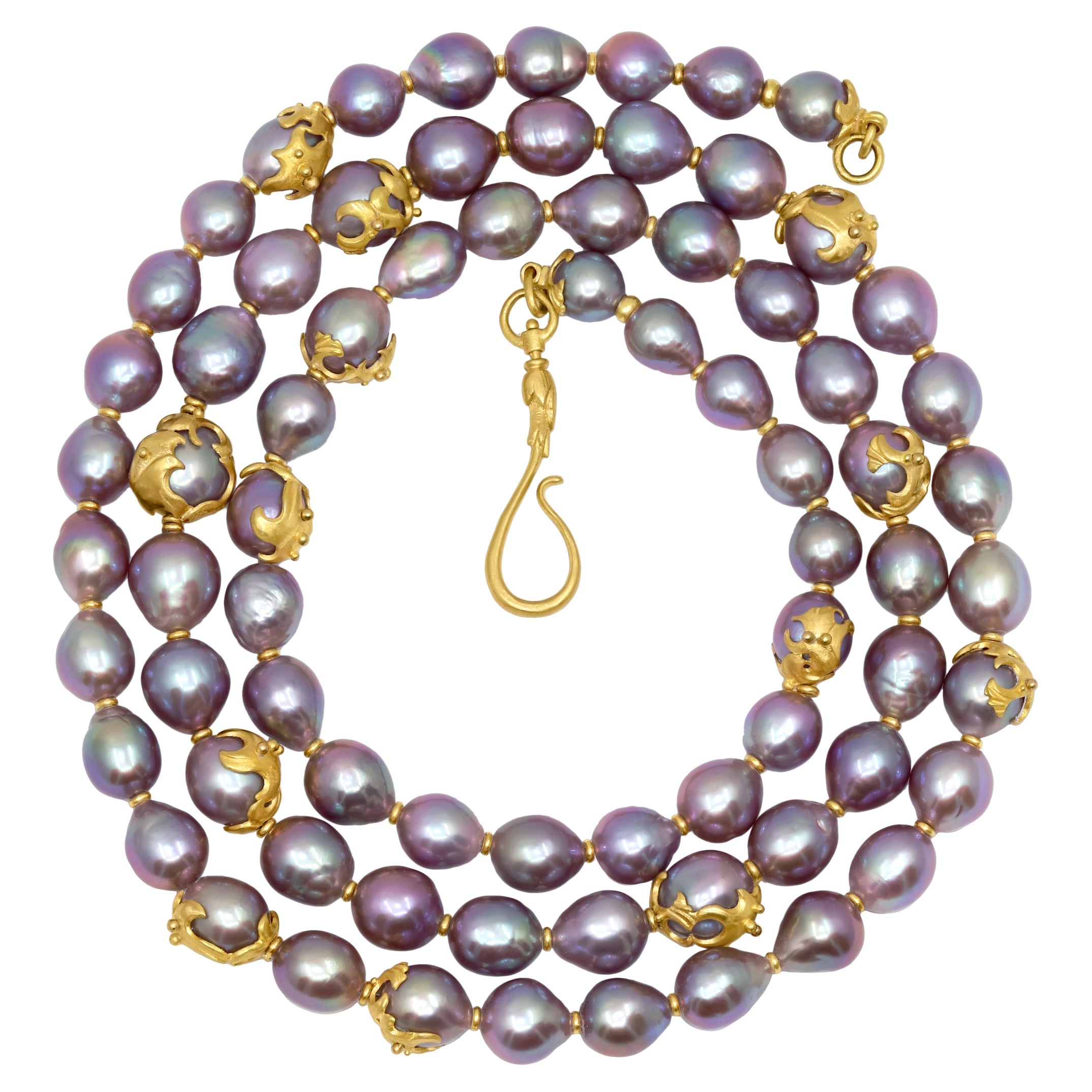 Lilly Fitzgerald Opera Length Natural Chinese Freshwater Pearl 22k Necklace