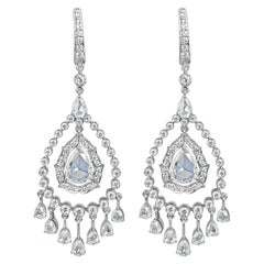7.22 Carat Diamond Drop Earring with 3.22 Center Pear Shaped Diamonds 