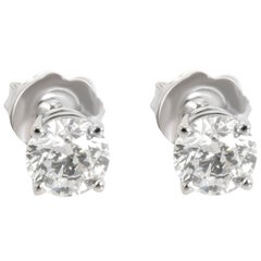 GIA Certified Diamond Stud Earring in 14K White Gold H-I SI1 1 CTW