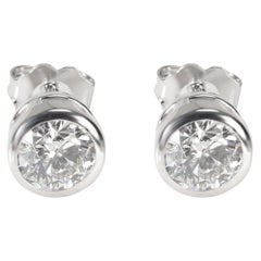 Bezel Diamond Stud Earring in 14kt White Gold F SI2 1.4 CTW