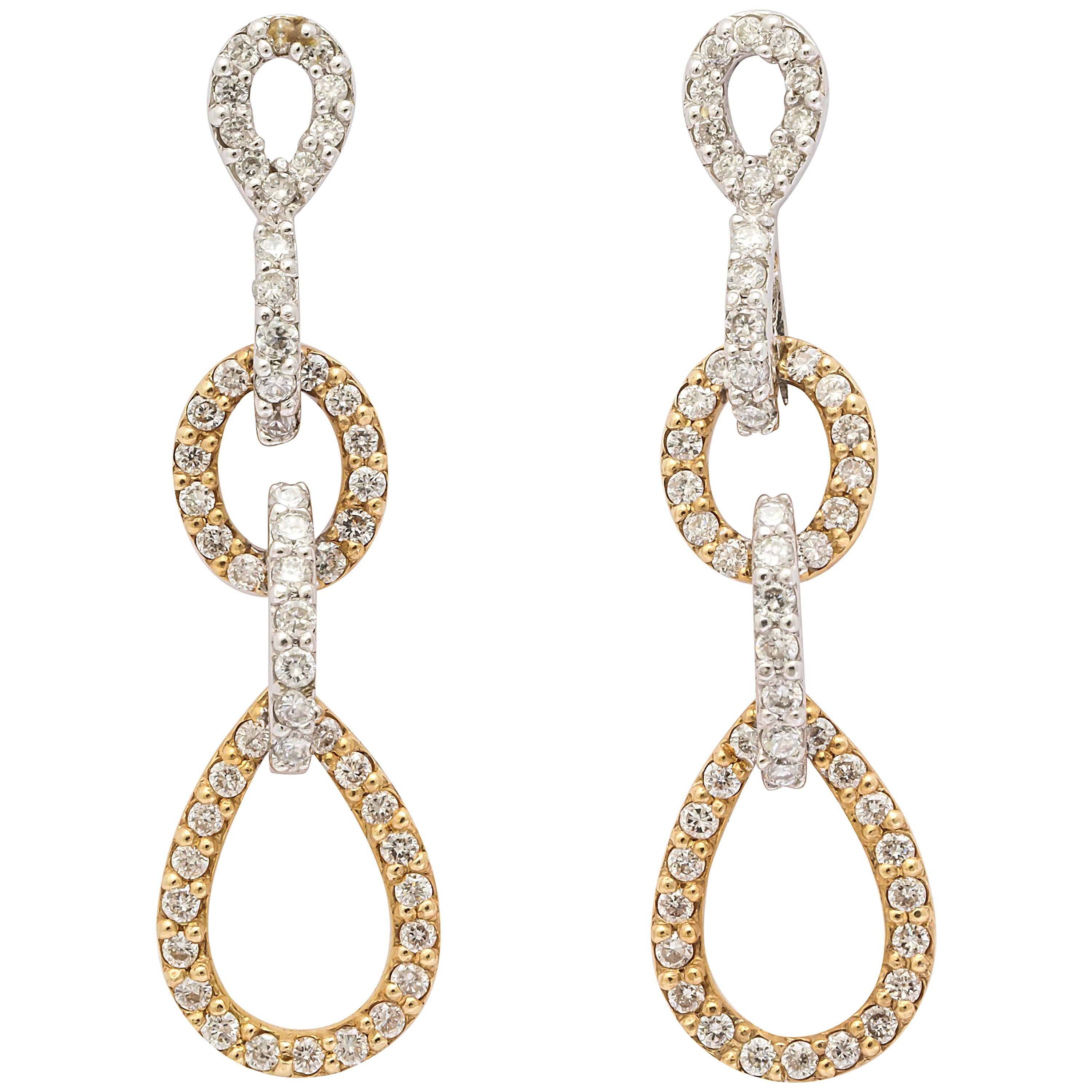 Chic Diamond Gold Drop Earrings For Sale
