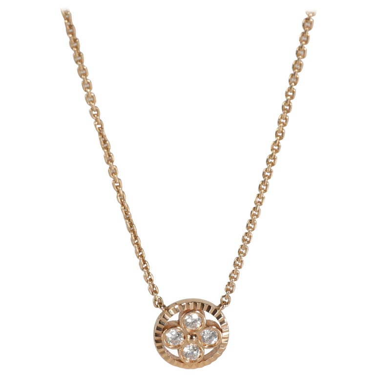 LOUIS VUITTON Pendant Sun Blossom Necklace Diamond 18K White Gold BF555189