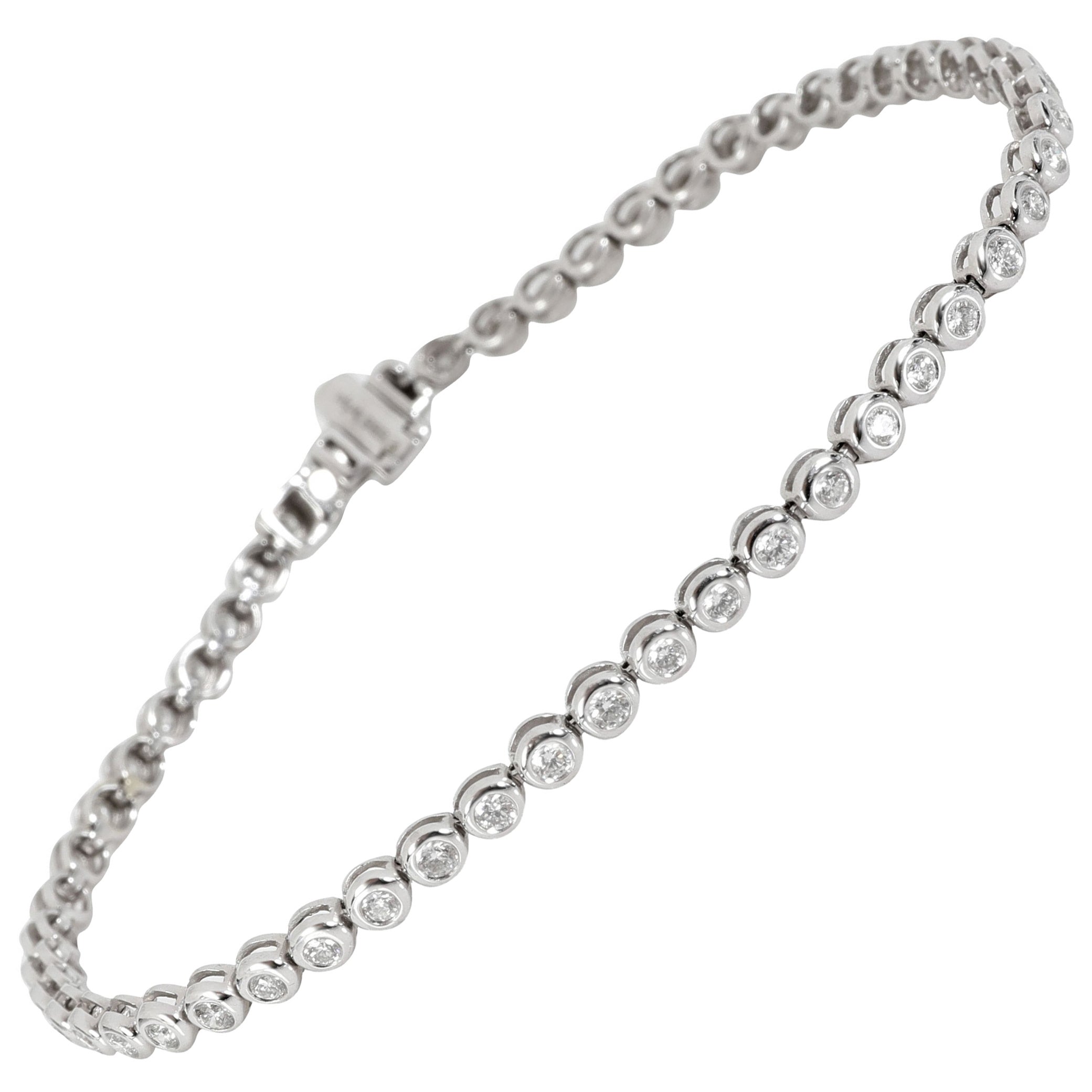 Bezel Set Diamond Bracelet in 14K White Gold 1.01 CTW For Sale