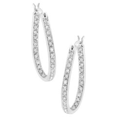 10K White Gold 1/2 Carat Prong-Set Round-Cut Diamond Inside Out Hoop Earrings