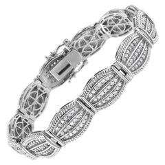 .925 Sterling Silver 3.0 Carat Diamond Art-Deco Style Link Bracelet