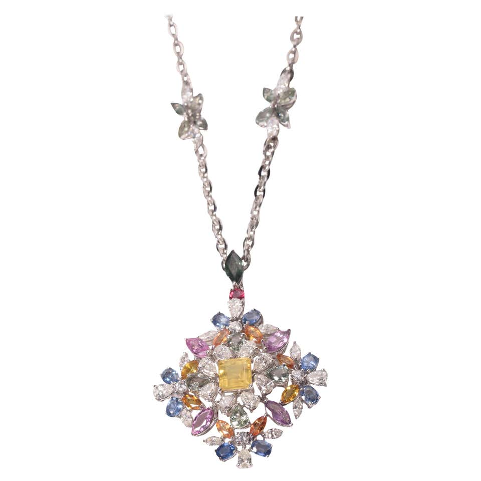 Multi Shape Long Diamond Necklace For Sale at 1stDibs | multi shape ...