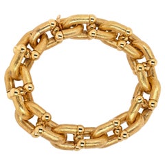 Georges L’enfant 18CT Yellow Gold Fancy Textured Link Bracelet, French c.1940's