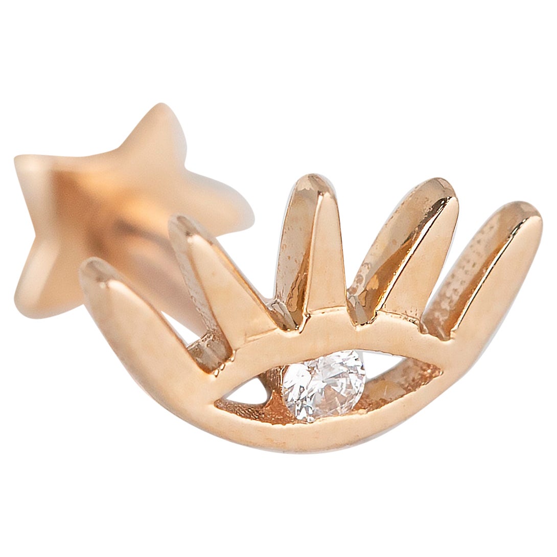 14K Gold 0,02 Karat Diamant-Ohrring mit Auge durchbohrt, Gold-Diamant-Ohrring im Angebot