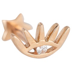 14K Gold 0,02 Karat Diamant-Ohrring mit Auge durchbohrt, Gold-Diamant-Ohrring