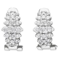 Vintage-Cluster-Ohrringe aus Weißgold mit 1,05 Karat Diamant und Weißgold, um 1980