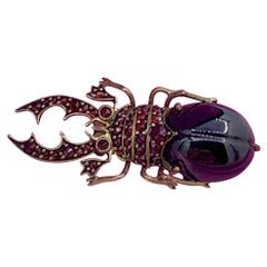Victorian Bohemian Garnet Scarab Beetle Bug Insect Brooch Pin
