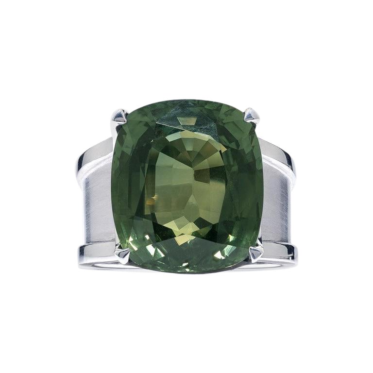 22.70 Carat Green Sapphire Cocktail Ring For Sale