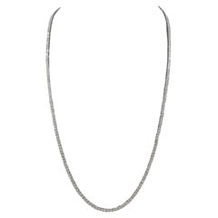 8.10 Carat Round Brilliant Cut Diamond Tennis Necklace 14 Karat White Gold