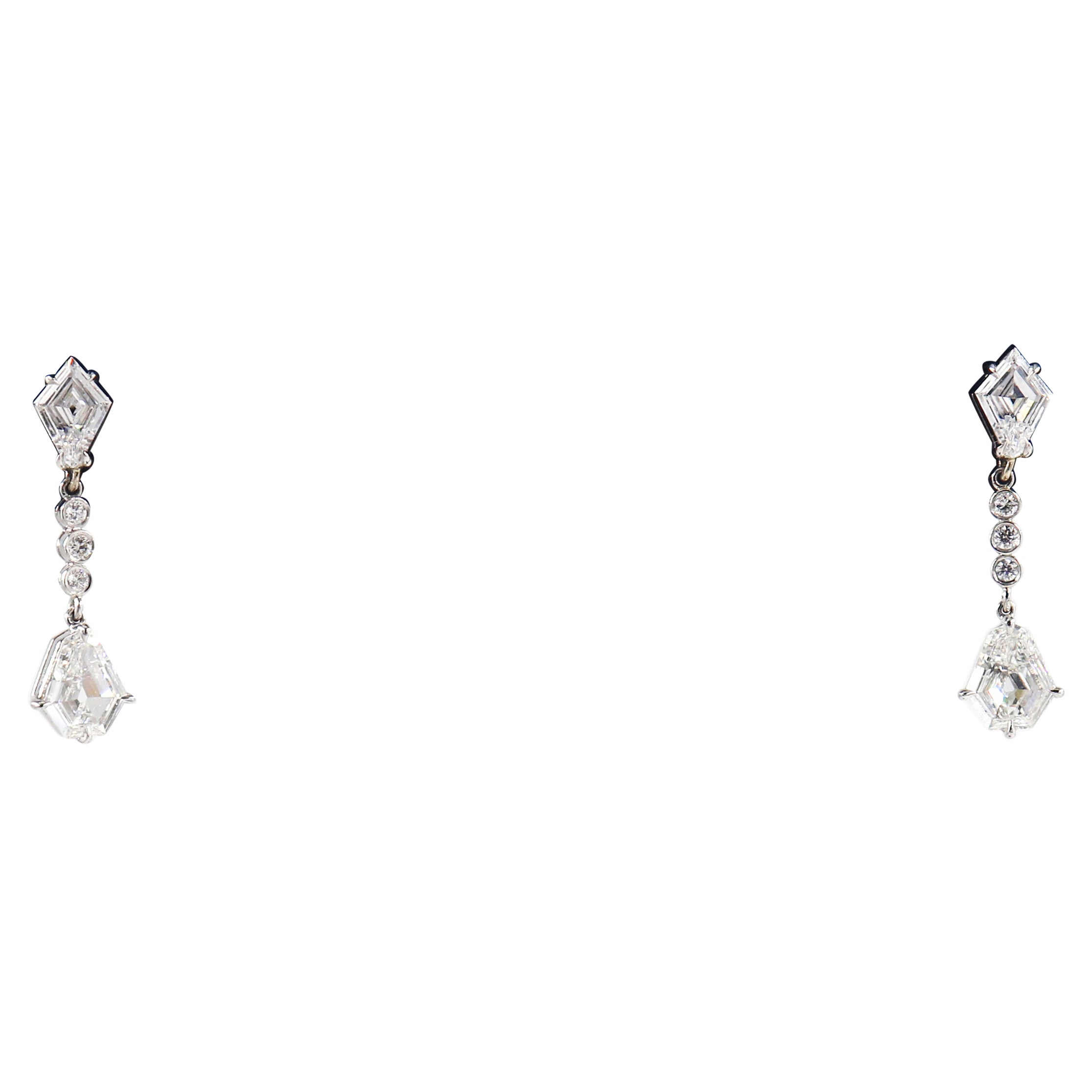 J. Birnbach Boucles d'oreilles en goutte en diamants en forme de cerf-volant de 1,05 carat F VS1