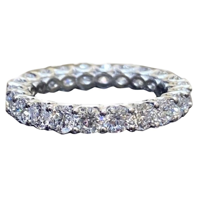 Platinum Eternity French U Pave Round Diamond Engagement Band