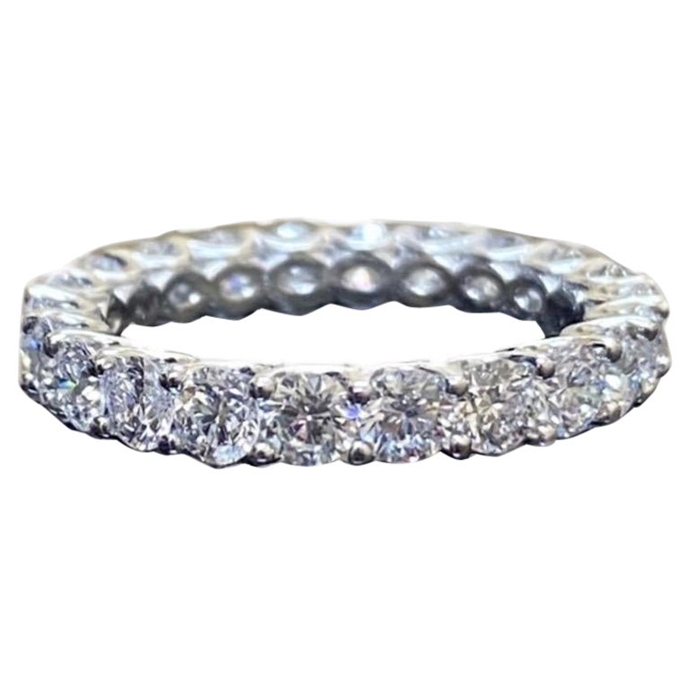 Platinum Eternity French U Pave Round Diamond Engagement Band 