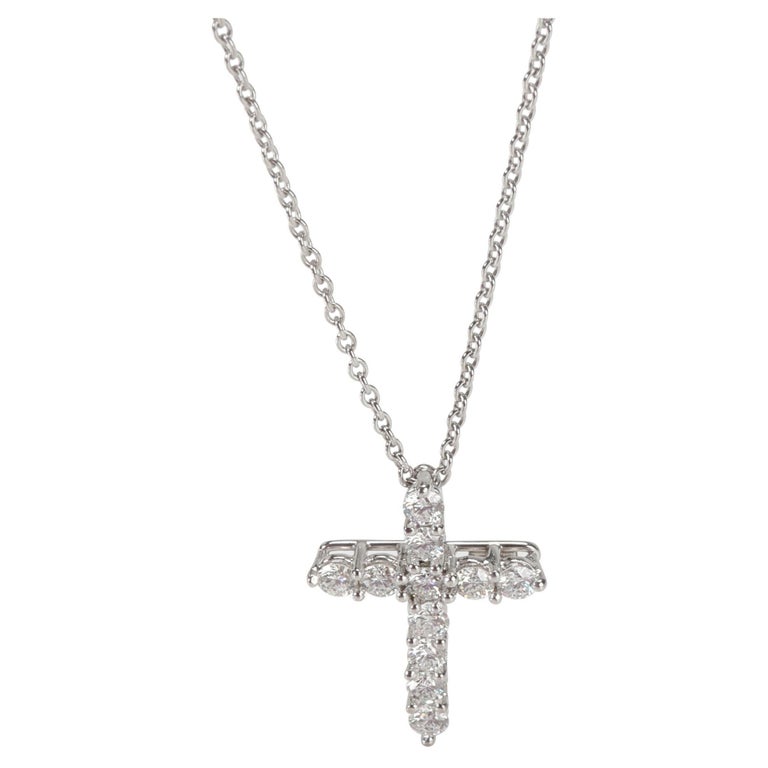 Tiffany and Co. Diamond Cross Pendant in Platinum 0.42 CTW For Sale at ...