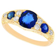 Antique 1.55 Carat Sapphire and Diamond Yellow Gold Cocktail Ring, Circa 1900