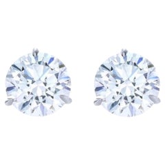 GIA Certified 2.12 Carat Round Cut Diamond Stud Earrings