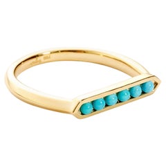 Syna Yellow Gold Hex Ring with Sleeping Beauty Turquoise
