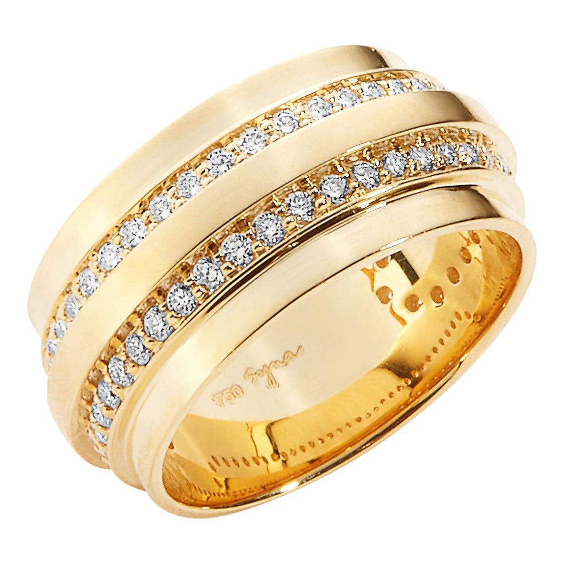 Syna Yellow Gold Geometrix Band with Diamonds For Sale