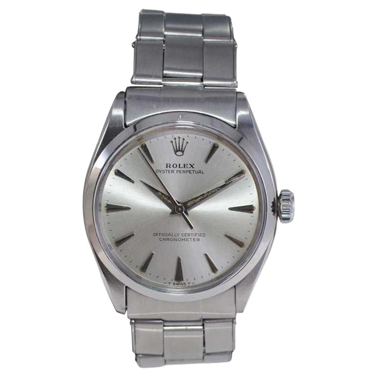 Rolex Stainless Steel Oyster Perpetual with Original Dial and Bracelet, 1957 For Sale