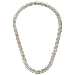 Van Cleef & Arpels Unusual Brushed Platinum and Diamond Necklace Circa 1942	