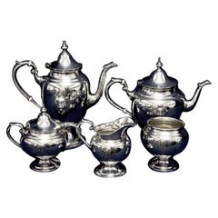 Used Gorham Puritan 5 Piece Sterling Silver Tea & Coffee Set, Total Weight 69.75