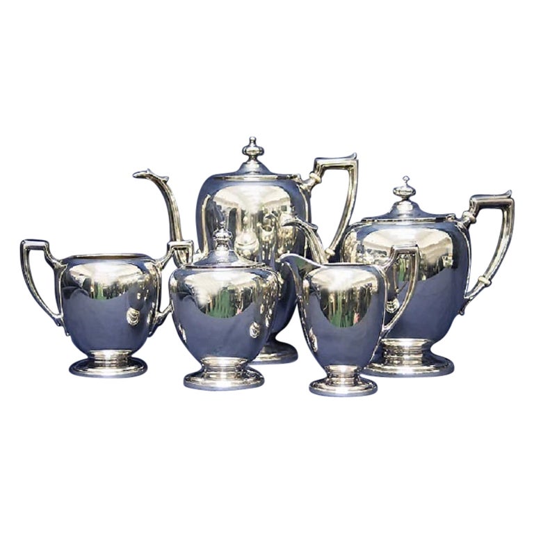Reed and Barton Antique Pointed 87 Sterling Silver 5 Pc Tea/Coffee Set For  Sale at 1stDibs