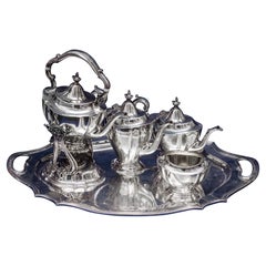 Vintage Reed & Barton Sterling Silver 6 Piece Coffee & Tea Set with Kettle and Serving