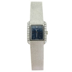 Retro Favre Leuba Lady Diamond White Gold Manual Wind Wristwatch