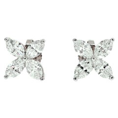 Tiffany & Co. Platinum 1.62cts Victoria Large Model Stud Earrings