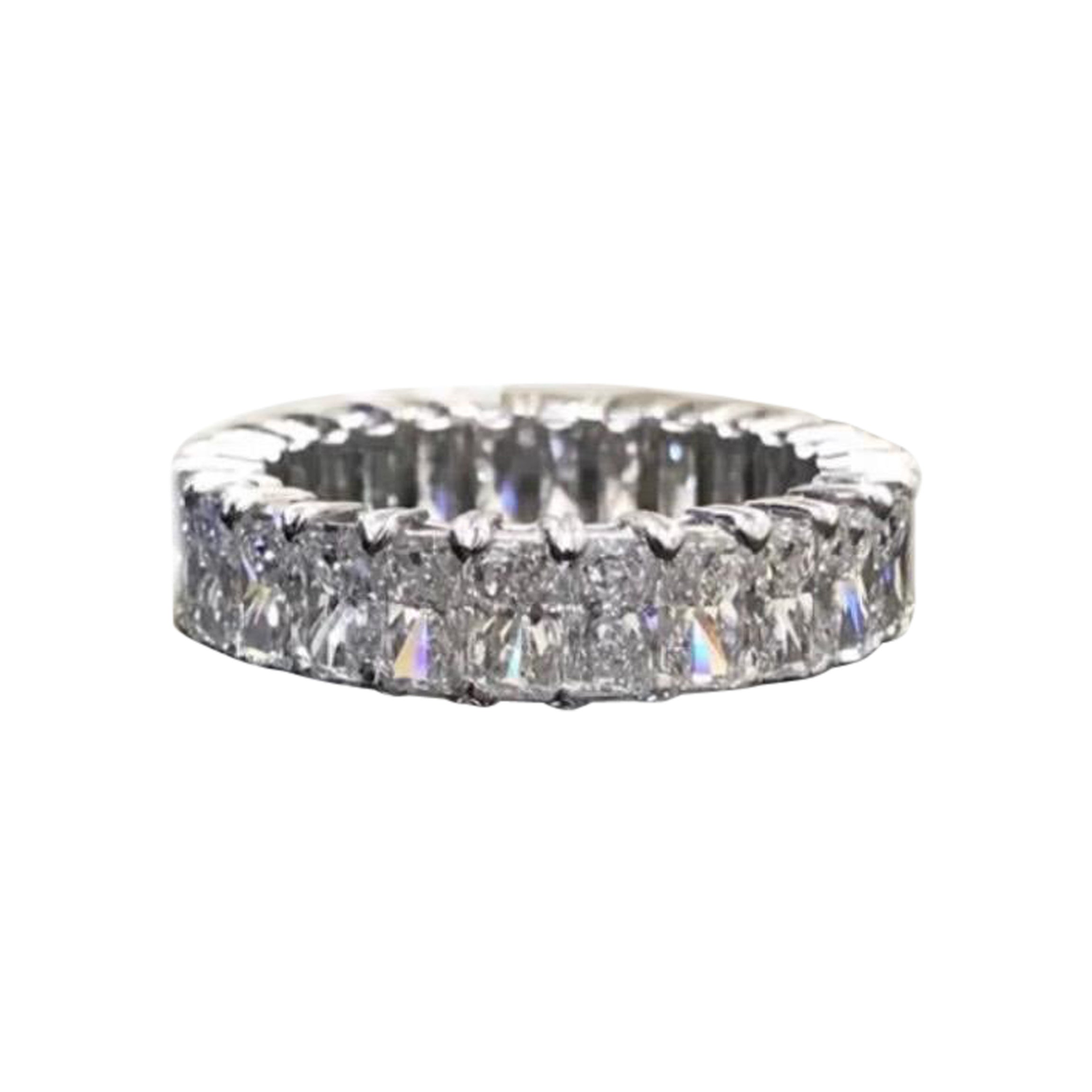 Platinum Eternity Elongated Radiant Cut Diamond Engagement Band For Sale