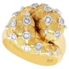 Vintage Elizabeth II Diamond and Yellow Gold Twist Ring