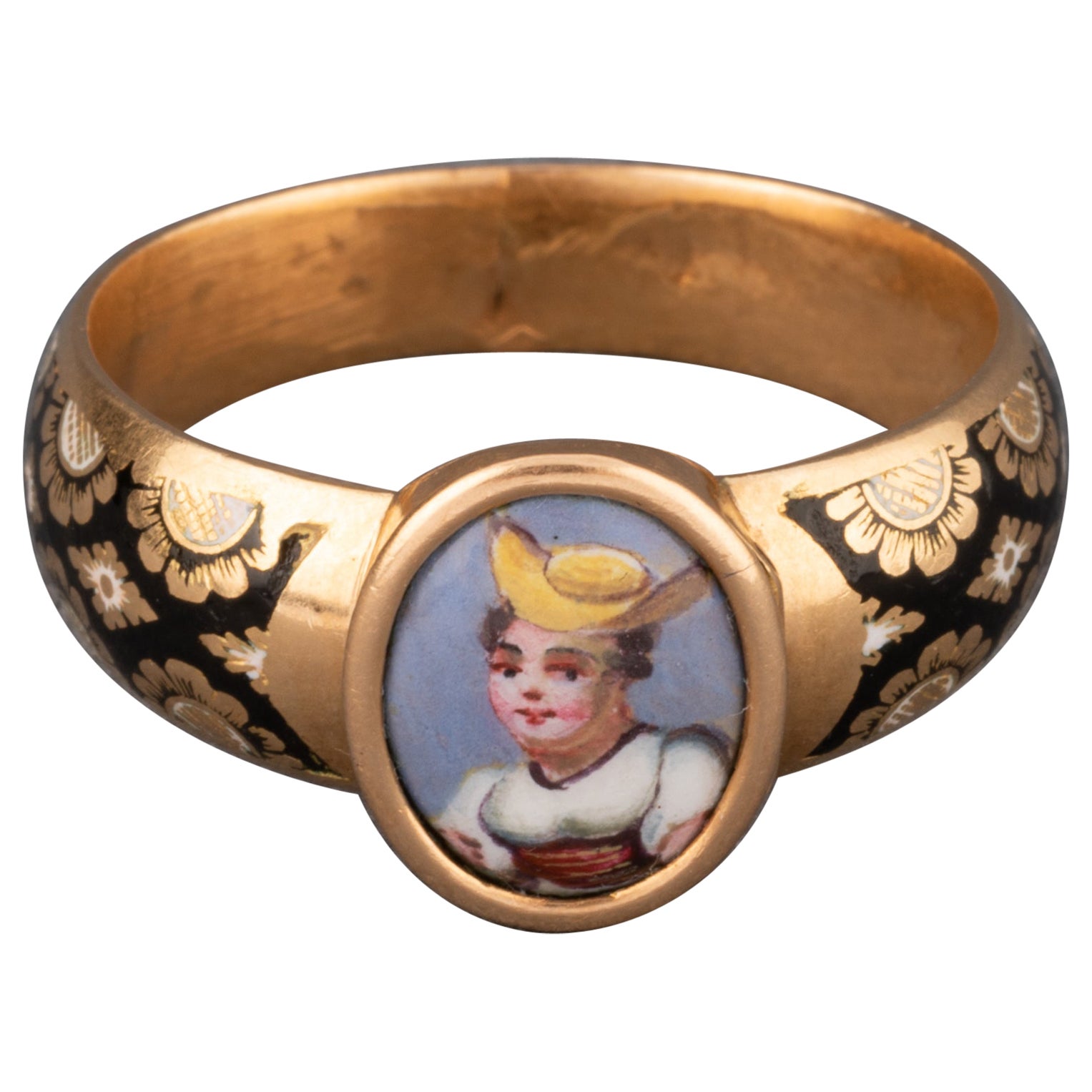 Antique Gold and Enamel Secret Ring