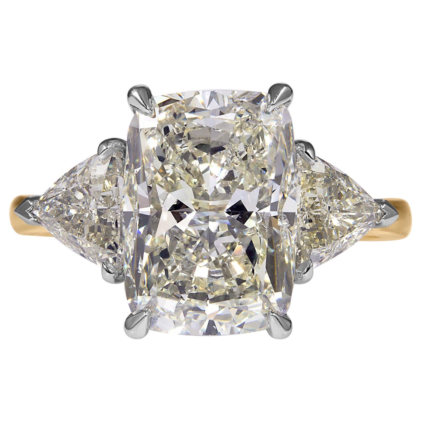 GIA 5.06ct Estate Vintage Cushion Diamond Engagement Wedding 18k Yell Gold Plat