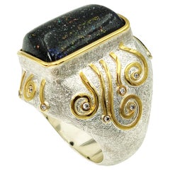 Multicolour Opal Zircon Gold Silver Contemporary Ring