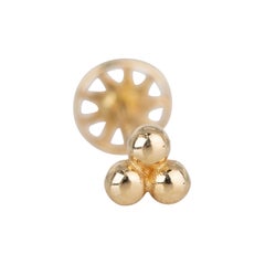 14K Gold Tria Dot Piercing, Three Balls Gold Stud Earring