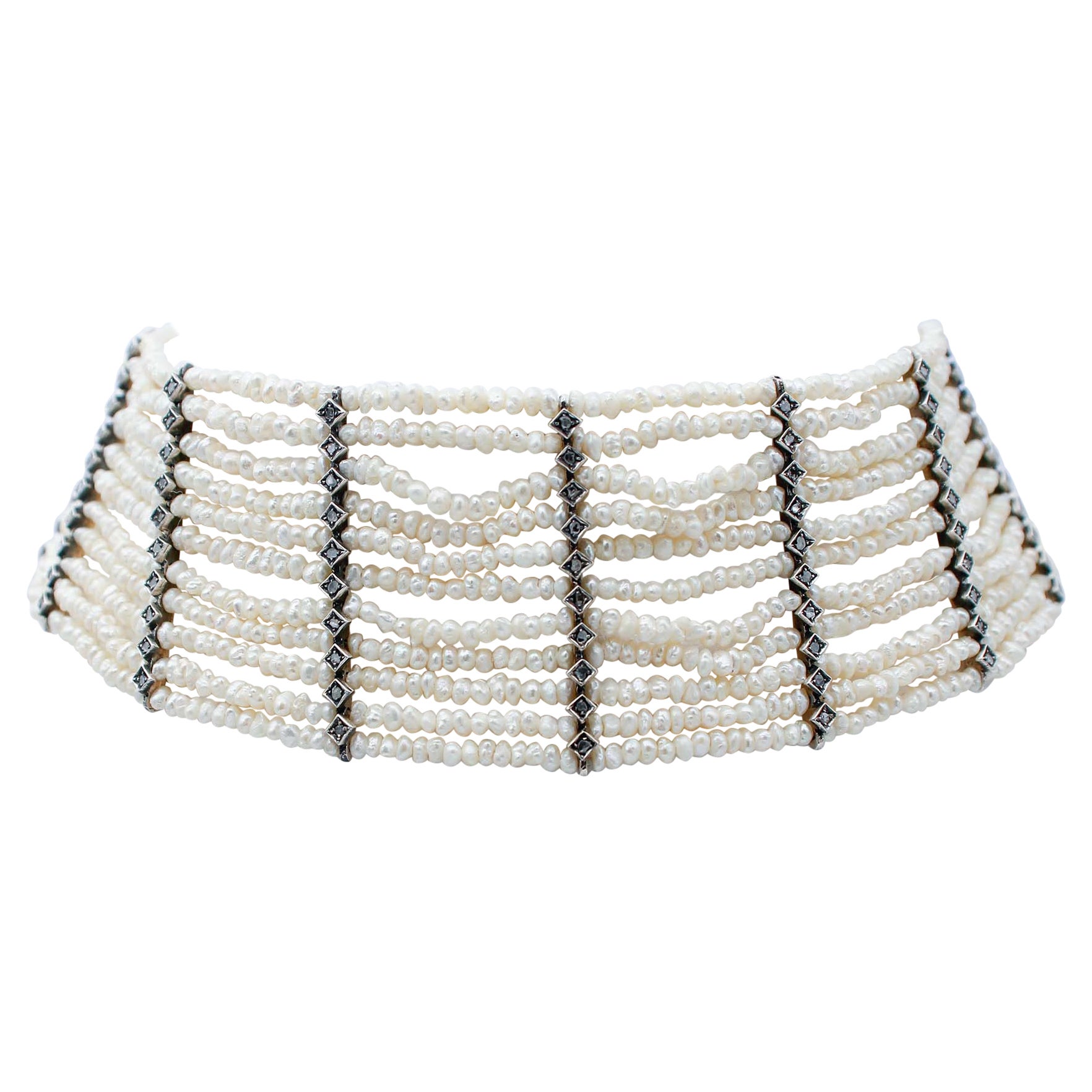 Diamond Gold and Silver Choker Necklace at 1stDibs silver diamond