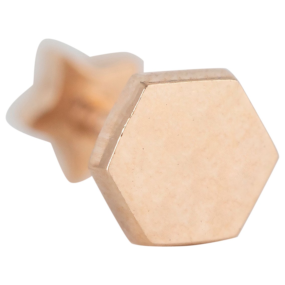 14K Rose Gold Hexagon Shape Piercing, Rose Gold Stud Hexagonal Earring For Sale