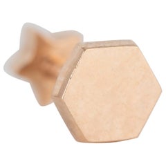 Clous d'oreilles hexagonaux en or rose 14 carats avec perçage en forme de hexagone, clous d'oreilles en or rose