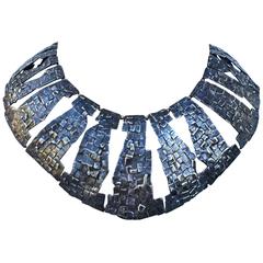 William de Lillo Brutalist Silver Bib Necklace