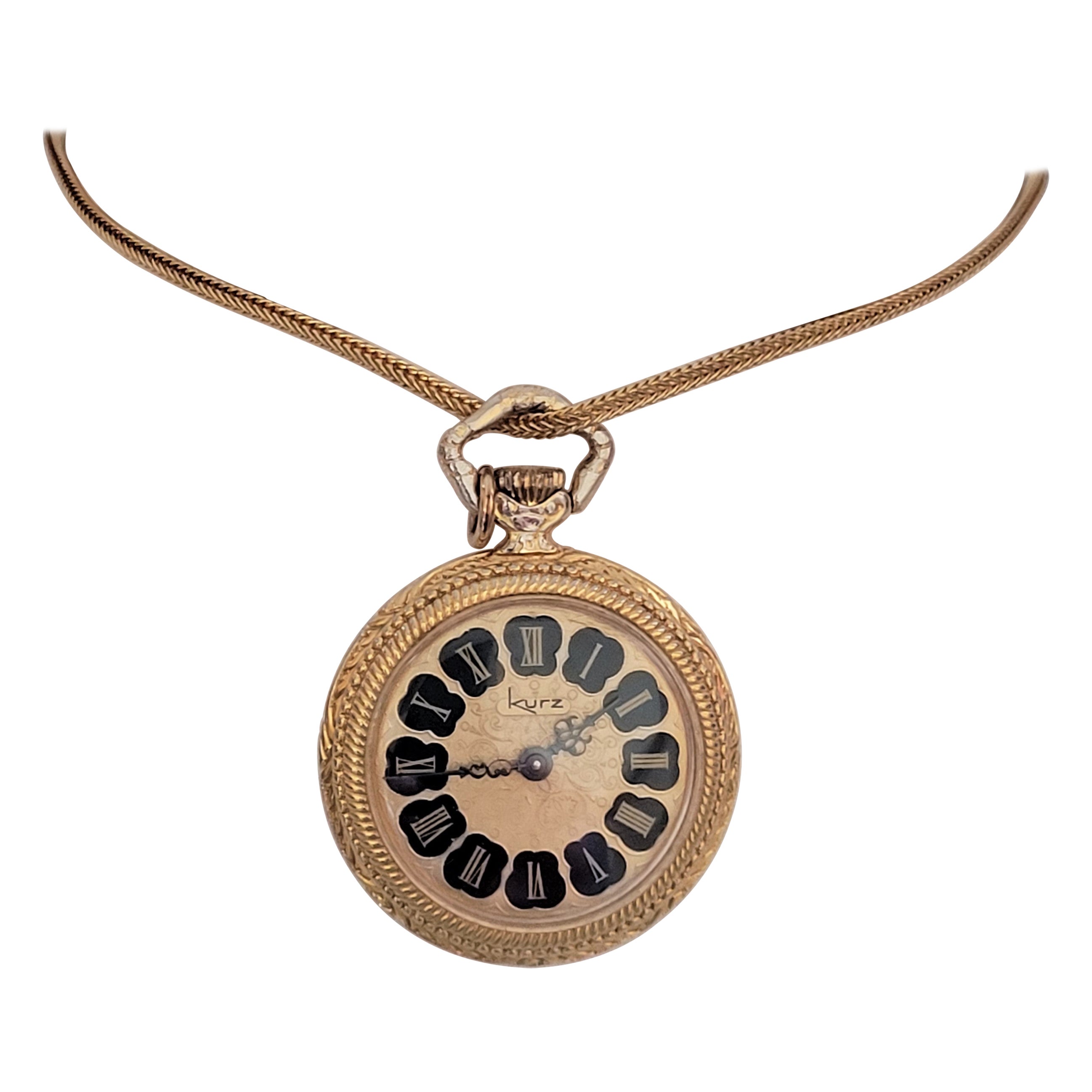 Gold Plated Kurz Armin Pendant Watch, Original Box, Very Good Working Condition For Sale
