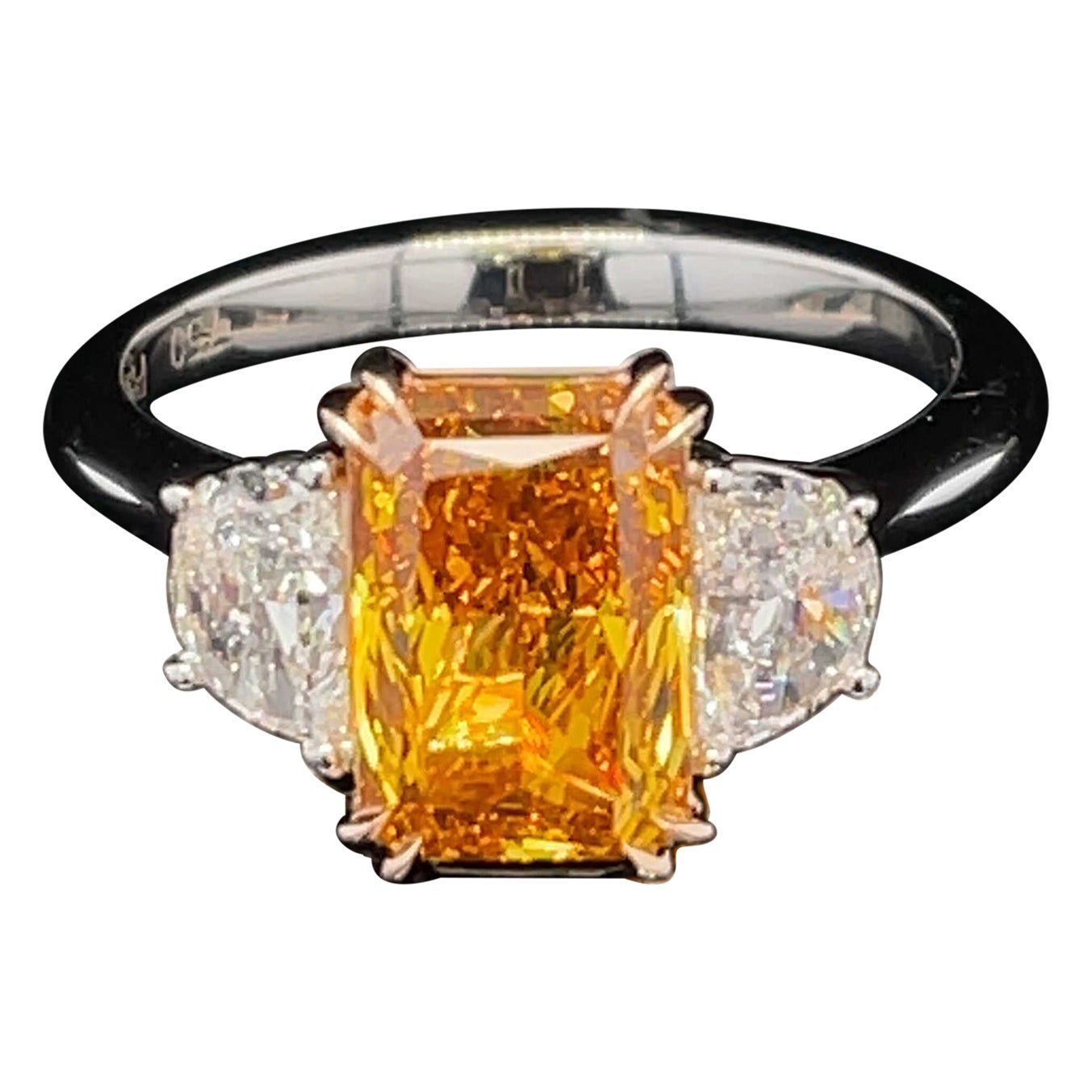 GIA Certified 2.22 Carat Radiant Natural Orange Diamond Ring For Sale
